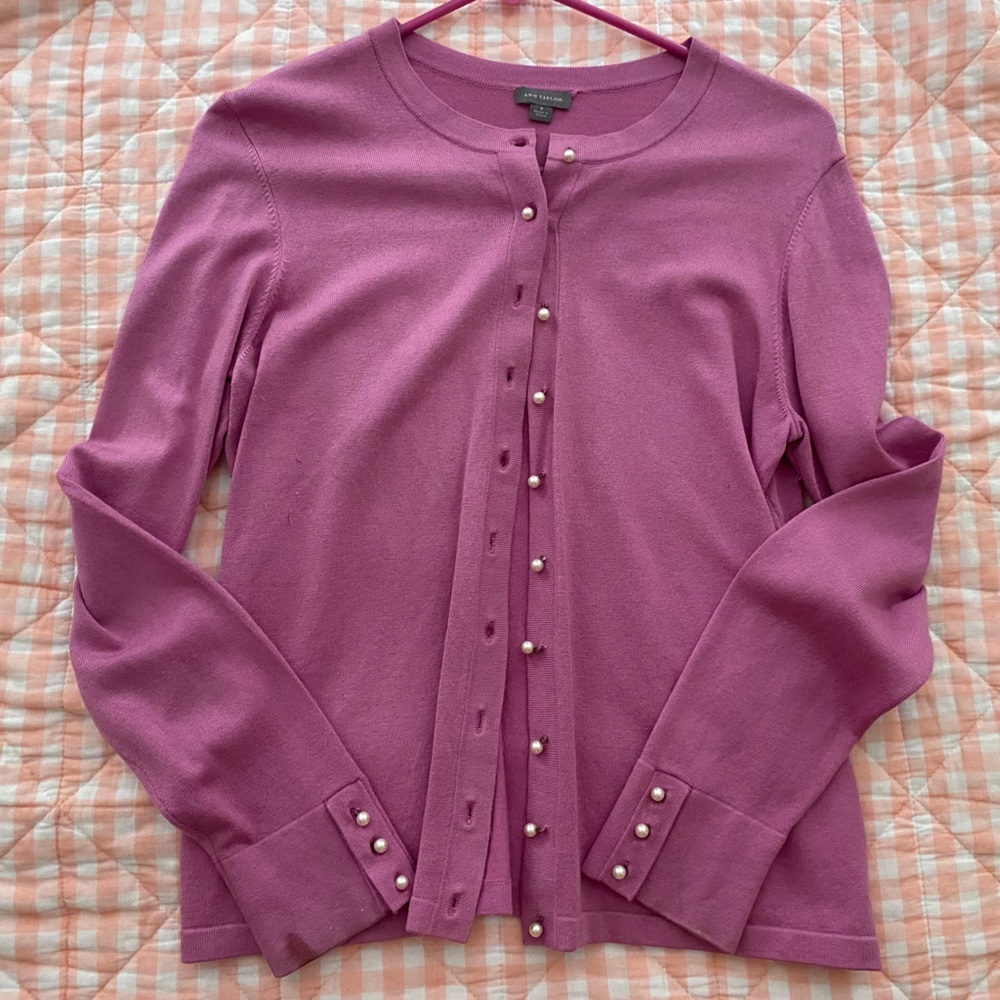 Ann Taylor Pearl Button Cardigan